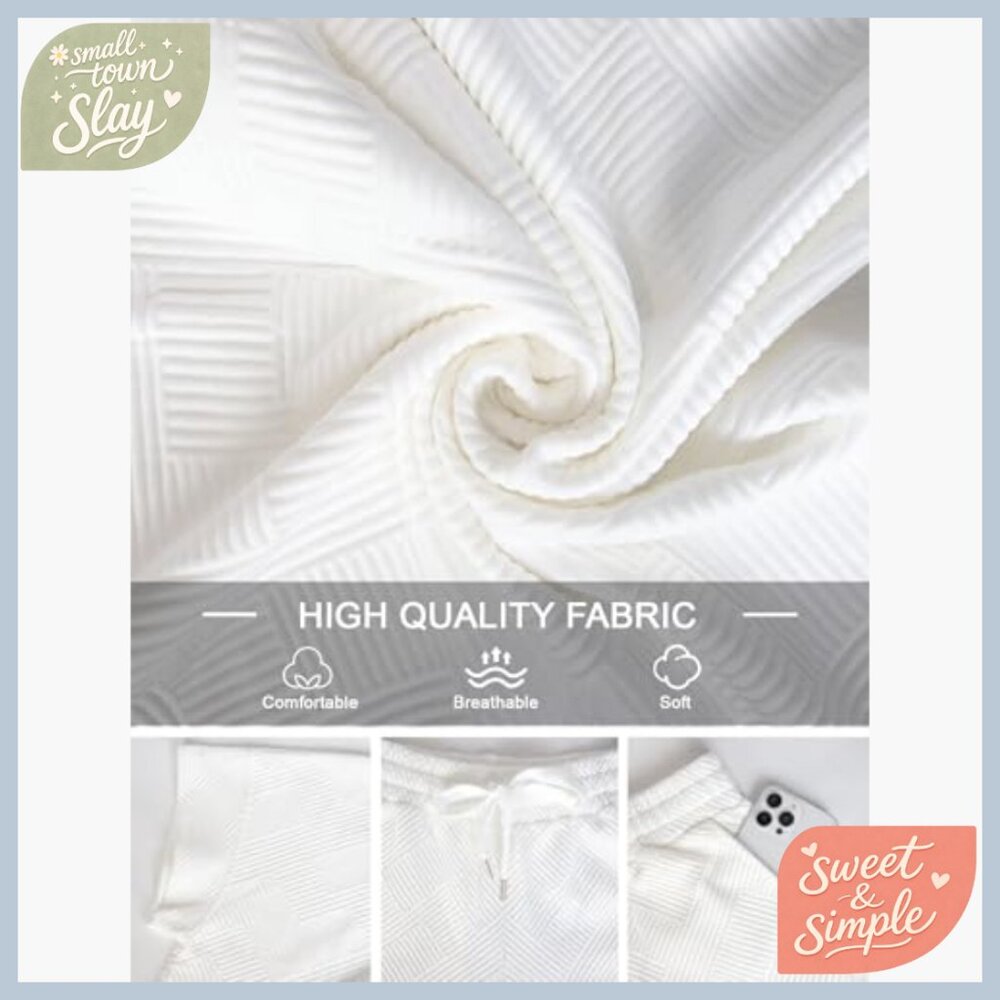 Large Soft Polyester Lounge Set Short Sleeve Top … - image 7